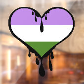 Genderqueer trots druppelend hart raamsticker (Vel 2)