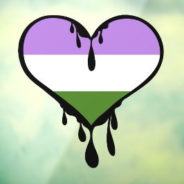 Genderqueer trots druppelend hart raamsticker