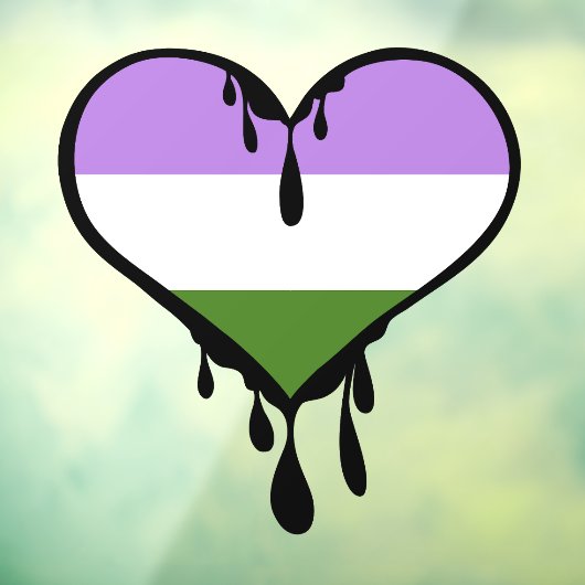 Genderqueer trots druppelend hart raamsticker (Vel 3)