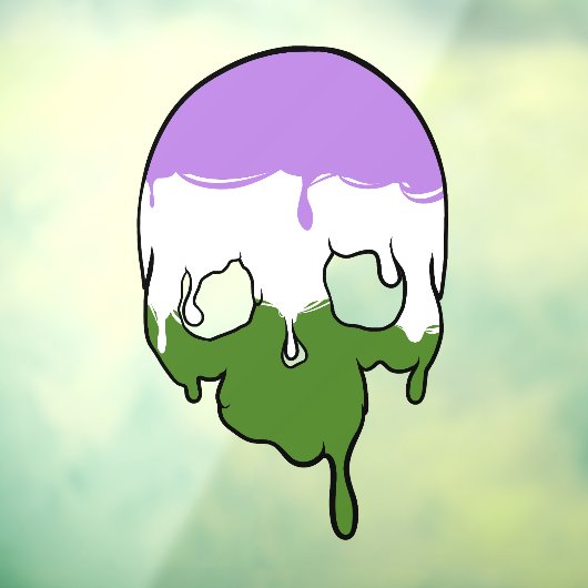 Genderqueer trots druppelende schedel raamsticker (Vel 3)