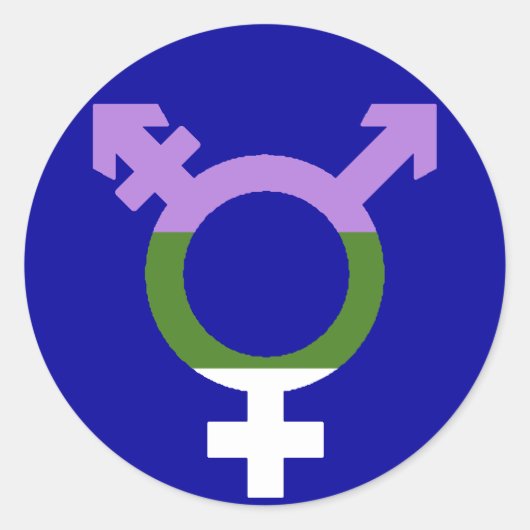 Genderqueer Vlag Trans Symbool Ronde Sticker (Voorkant)