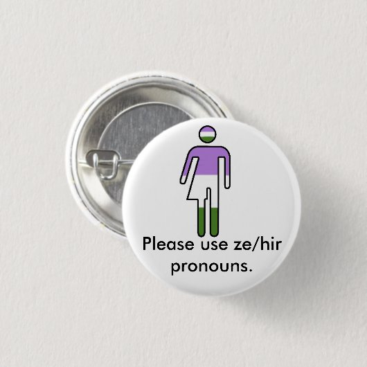 Genderqueer Ze/Hir Pronoun Button (Voorkant /achterkant)