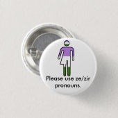 Genderqueer Ze/Zir Pronoun Buttonnen Ronde Button 3,2 Cm (Voorkant /achterkant)