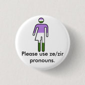 Genderqueer Ze/Zir Pronoun Buttonnen Ronde Button 3,2 Cm (Voorkant)