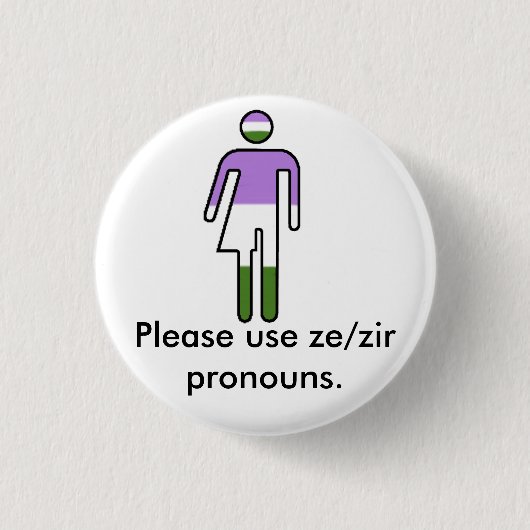 Genderqueer Ze/Zir Pronoun Buttonnen Ronde Button 3,2 Cm (Voorkant)