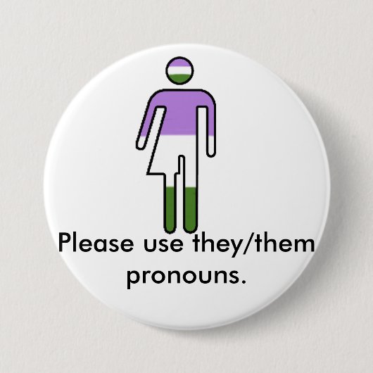 Genderqueer Zij/Them Pronoun Button (Voorkant)