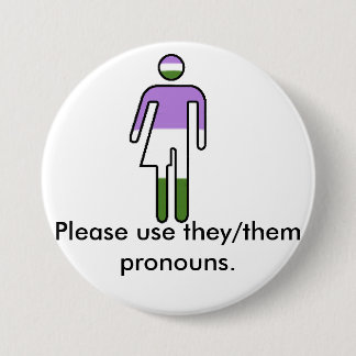 Genderqueer Zij/Them Pronoun Button