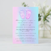 Genderrevisie Baby shower Feet Holographic Drip Kaart (Staand voorkant)
