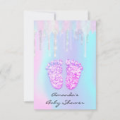 Genderrevisie Baby shower Feet Holographic Drip Kaart (Achterkant)