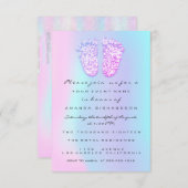 Genderrevisie Baby shower Feet Holographic Drip Kaart (Voorkant / Achterkant)