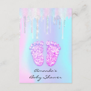 Genderrevisie Baby shower Feet Holographic Drip Kaart