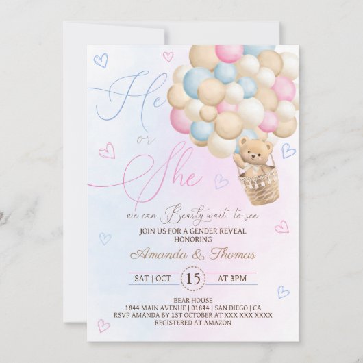 Genderthema van het moderne Beer onthullen Kaart (Voorkant)