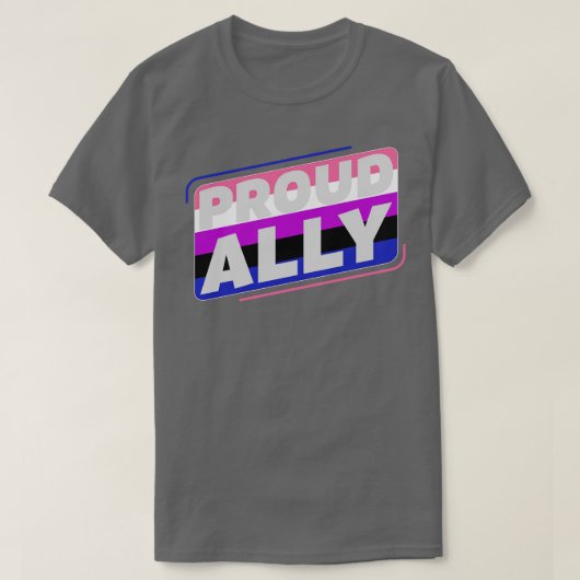 Gendertievloeistof Proud Ally LGBT Gendervloeivlag T-shirt (Design voorkant)