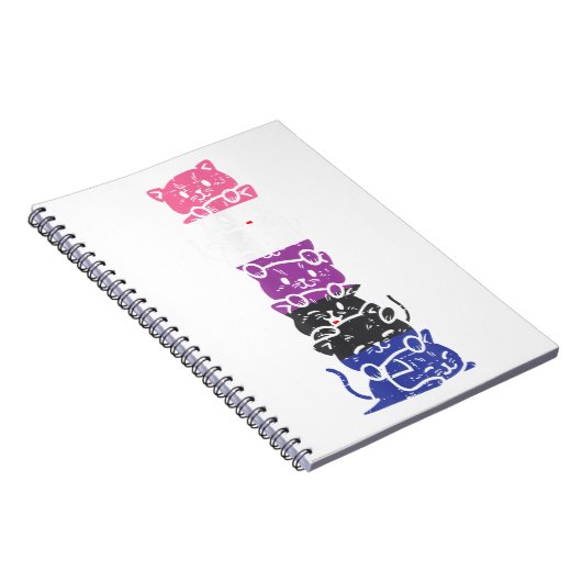 Gendervloeibaar kattenstack Pride Flag niet-binair Notitieboek (Rechterzijde)