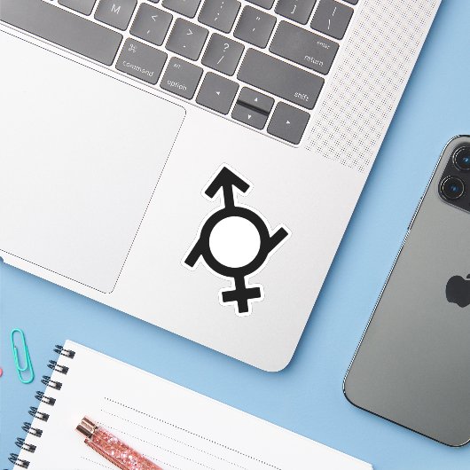 Gendervloeibaar Vrouw en mannelijk geslacht symboo Sticker (Laptop met iPhone)
