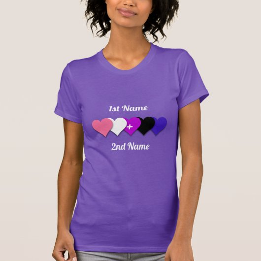 Gendervloeibaarheidsprideontwerp met harten/een pa t-shirt (Voorkant)