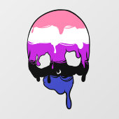 Gendervloeibare trots druipende schedel raamsticker (Vel)