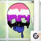 Gendervloeibare trots druipende schedel raamsticker (Huis)