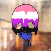 Gendervloeibare trots druipende schedel raamsticker (Vel 2)