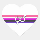 Gendervloeide Pride Flag Hart Sticker (Voorkant)