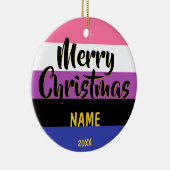 Gendervloeide Pride Flag Persoonlijk Kerstfeest Keramisch Ornament (Rechts)