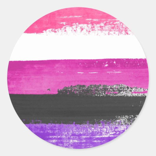 Gendervloeide Pride Paint Ronde Sticker (Voorkant)