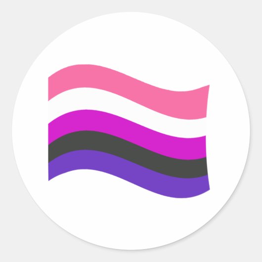 Gendervloeide Pride Wavy Flag Ronde Sticker (Voorkant)