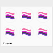 Gendervloeide Pride Wavy Flag Ronde Sticker (Vel)
