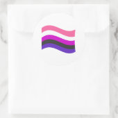 Gendervloeide Pride Wavy Flag Ronde Sticker (Tas)