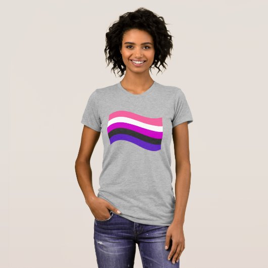 Gendervloeide Pride Wavy Flag T-shirt (Voorkant volledig)