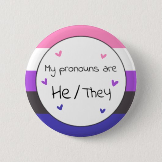 Gendervloeien Hij/Zij Pronoun Pin Ronde Button 5,7 Cm (Voorkant)