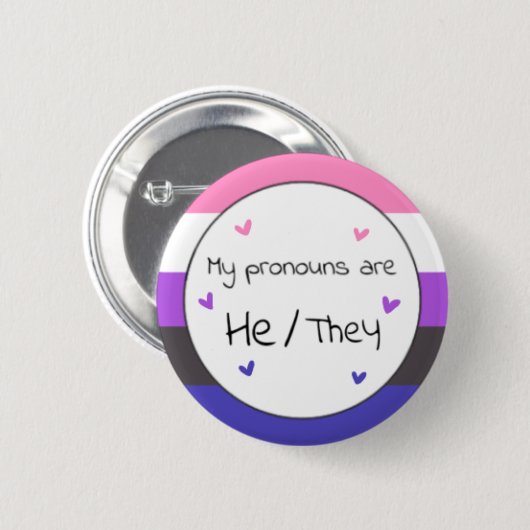 Gendervloeien Hij/Zij Pronoun Pin Ronde Button 5,7 Cm (Voorkant /achterkant)