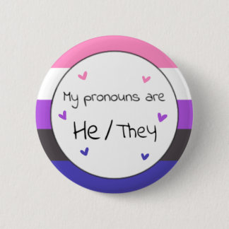Gendervloeien Hij/Zij Pronoun Pin Ronde Button 5,7 Cm