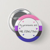 Gendervloeien Hij/Zij Pronoun Pin Ronde Button 5,7 Cm (Voorkant /achterkant)