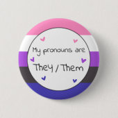 Gendervloeien Ze/Them Pronoun Pin Ronde Button 5,7 Cm (Voorkant)