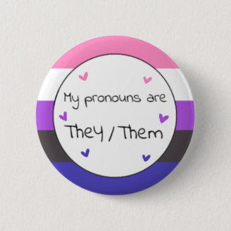 Gendervloeien Ze/Them Pronoun Pin Ronde Button 5,7 Cm