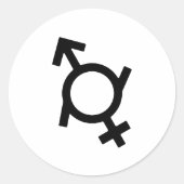 Gendervloeiend gendersymbool ronde sticker (Voorkant)