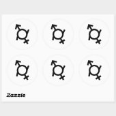 Gendervloeiend gendersymbool ronde sticker (Vel)