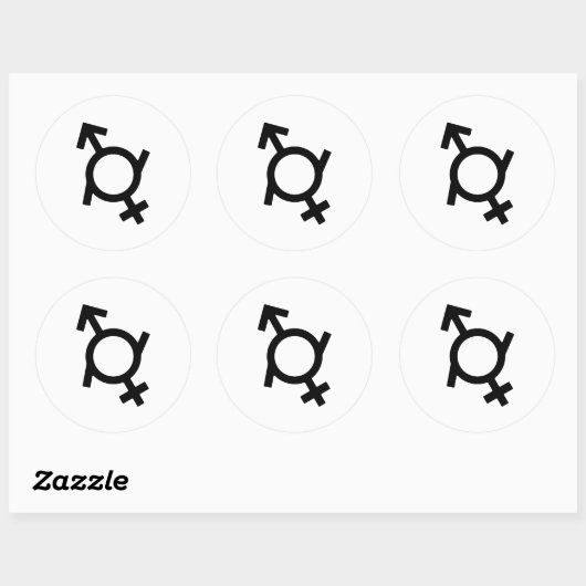 Gendervloeiend gendersymbool ronde sticker (Vel)