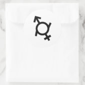 Gendervloeiend gendersymbool ronde sticker (Tas)