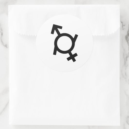 Gendervloeiend gendersymbool ronde sticker (Tas)