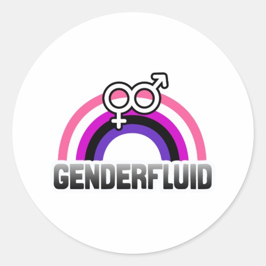 Gendervloeiend gendersymbool ronde sticker (Voorkant)