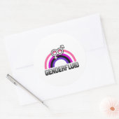 Gendervloeiend gendersymbool ronde sticker (Envelop)