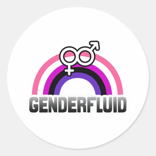 Gendervloeiend gendersymbool ronde sticker (Voorkant)