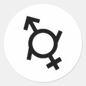 Gendervloeiend gendersymbool ronde sticker (Voorkant)