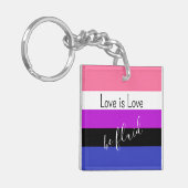 Gendervloeiende vlag Love is Love is Love is Fluid Sleutelhanger (Voorkant Links)