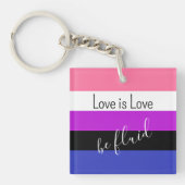Gendervloeiende vlag Love is Love is Love is Fluid Sleutelhanger (Voorkant)