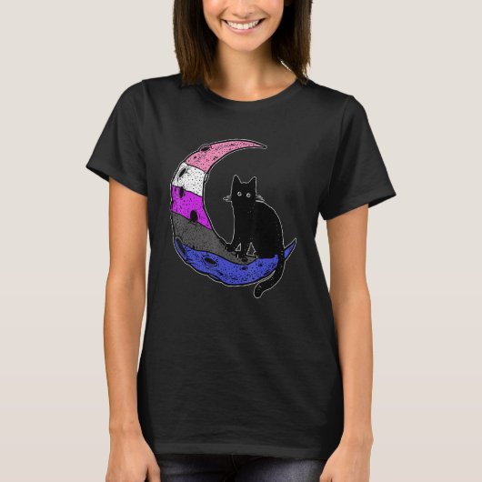 GendervloeiMoon Cat Pride Flag Lgbt Subtle Gay No. T-shirt (Voorkant)