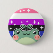 Gendervloeistof LGBT Pride Flag Kikker Ronde Button 5,7 Cm (Voorkant)