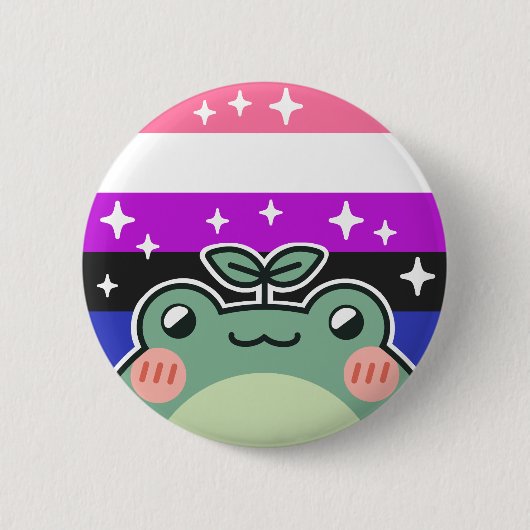Gendervloeistof LGBT Pride Flag Kikker Ronde Button 5,7 Cm (Voorkant)